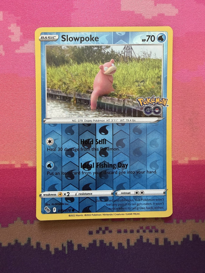 Pokemon Card Slowpoke Pokemon GO Reverse Holo Common 019/078 Near Mint