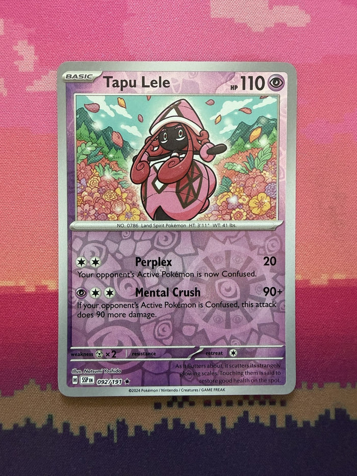 Pokemon Card Tapu Lele Surging Sparks Reverse Holo 092/191 Near Mint