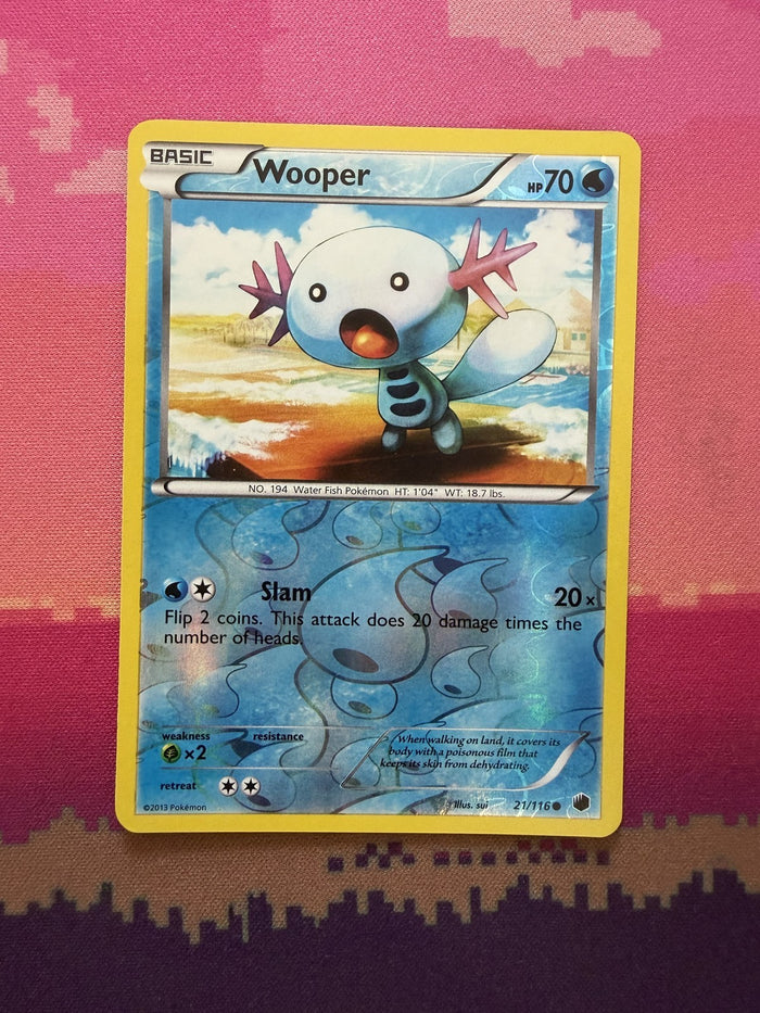 Pokemon Card Wooper Plasma Freeze Reverse Holo 21/116 Near Mint