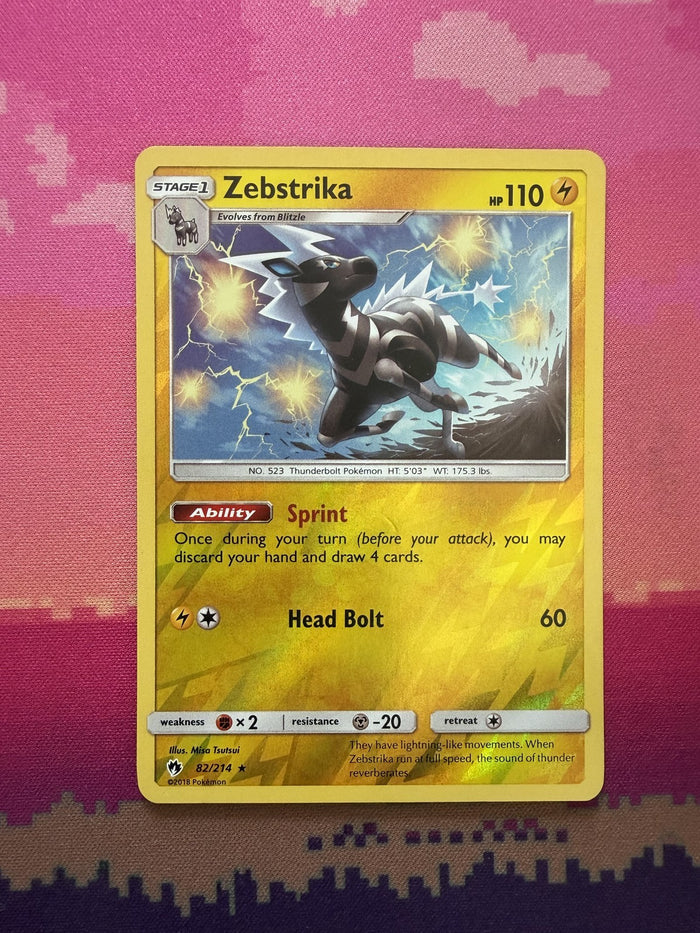 Pokemon Card Zebstrika Lost Thunder Reverse Holo 82/214 Near Mint