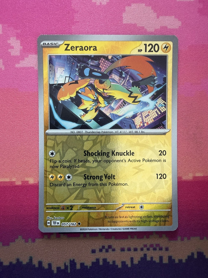 Pokemon Card Zeraora Temporal Forces Reverse Holo 057/162 Near Mint
