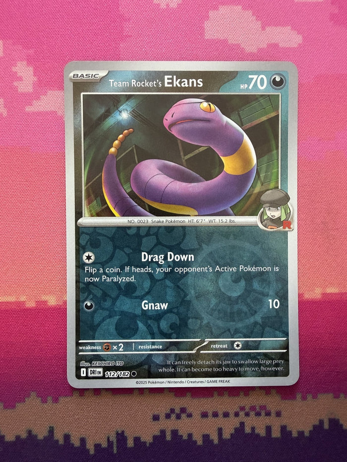 Pokemon Card Team Rocket's Ekans Destined Rivals Reverse Holo 112/182 Near Mint