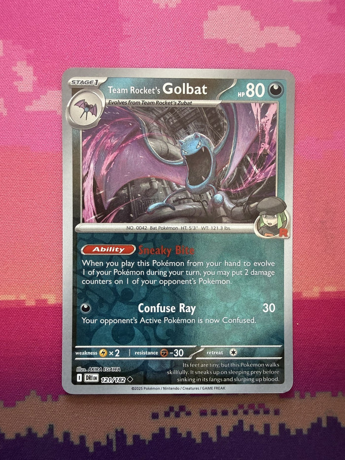 Pokemon Card Team Rocket's Golbat Destined Rivals Reverse Holo 121/182 Near Mint