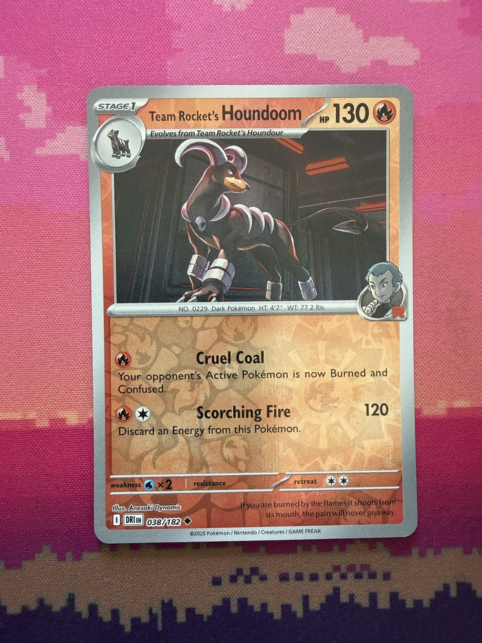 Pokemon Card Team Rocket's Houndoom Destined Rivals Reverse Holo 038/182 NM