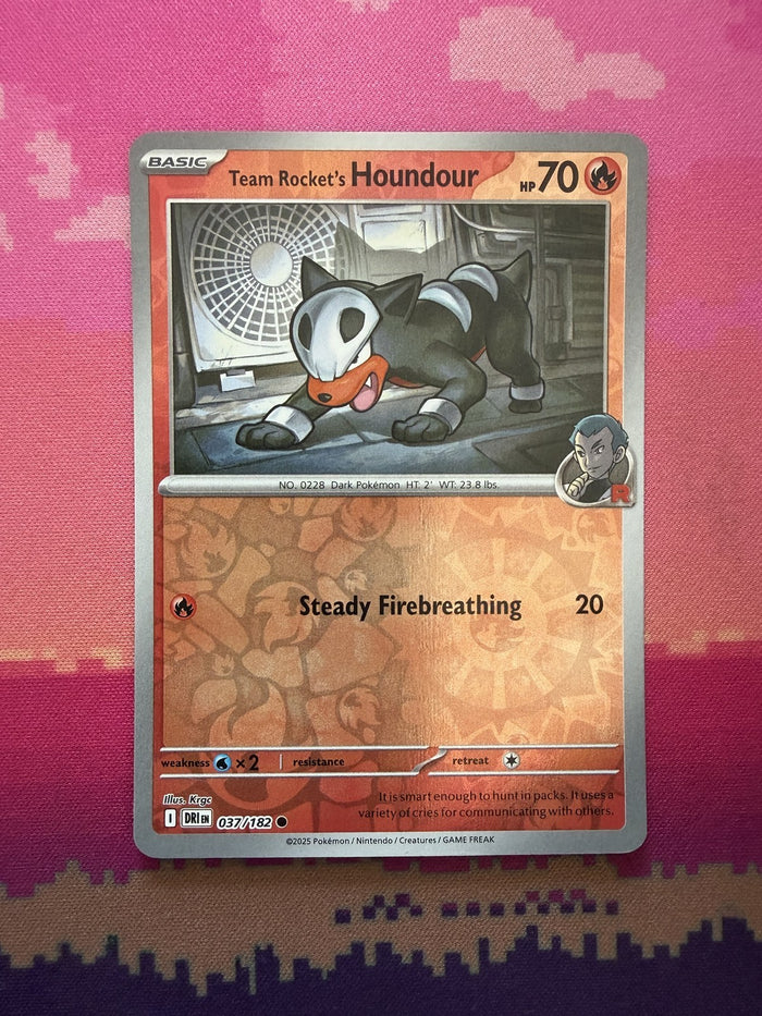 Pokemon Card Team Rocket's Houndour Destined Rivals Reverse Holo 037/182 NM