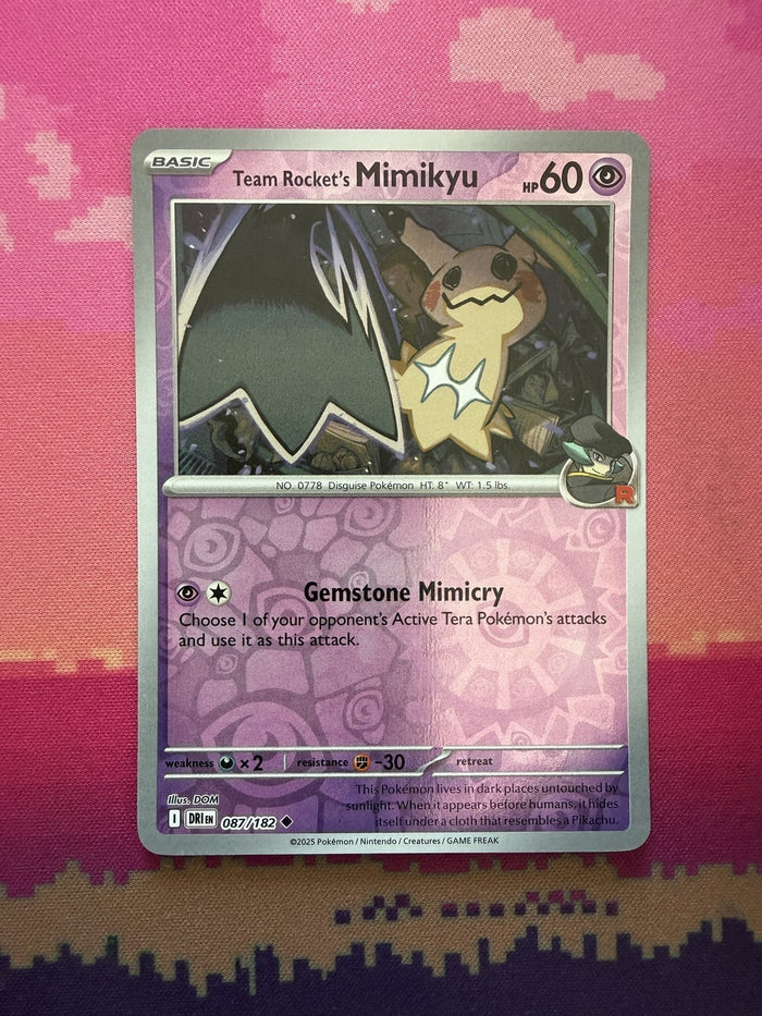 Pokemon Card Team Rocket's Mimikyu Destined Rivals Reverse Holo 087/182 NM