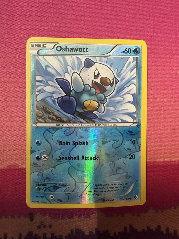 Pokemon Card Oshawott Reverse Holo Boundaries Crossed 39/149 Near Mint