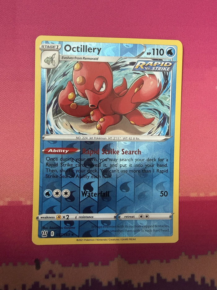 Pokemon Card Octillery Reverse Holo Battle Styles 037/163 Near Mint