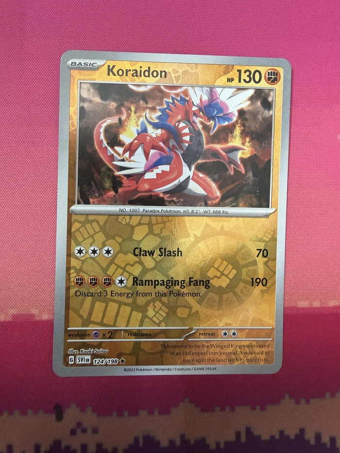 Pokemon Card Koraidon Reverse Holo Scarlet & Violet Base 124/198 Near Mint