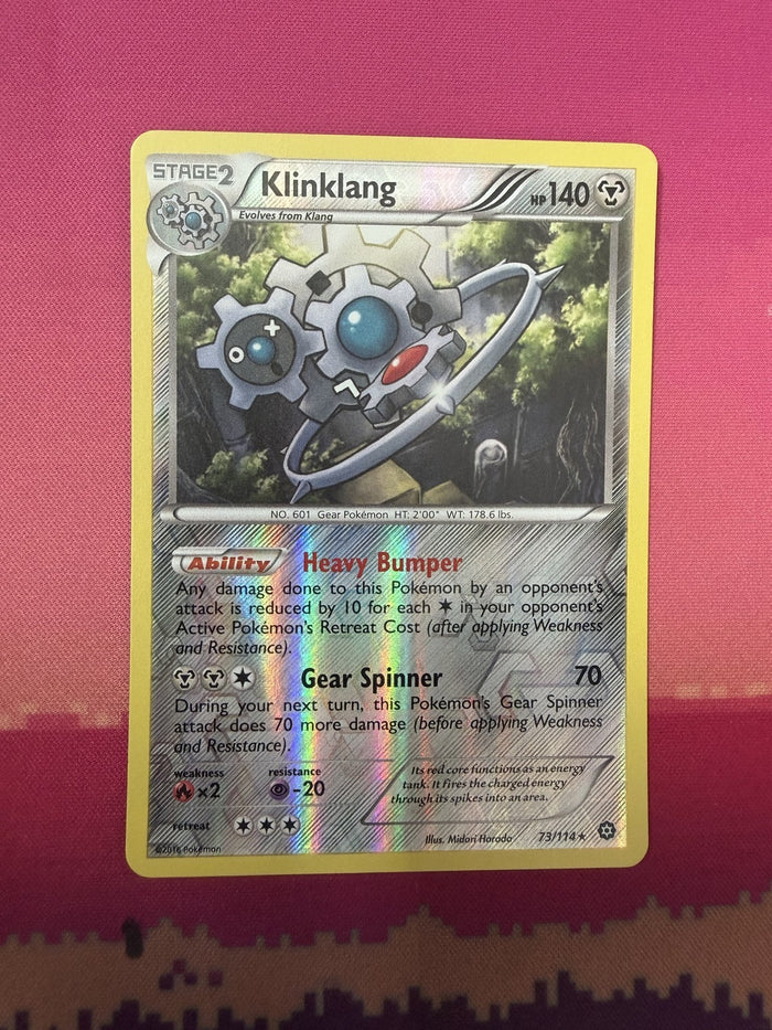Pokemon Card Klinklang Reverse Holo Steam Siege 73/114 Near Mint