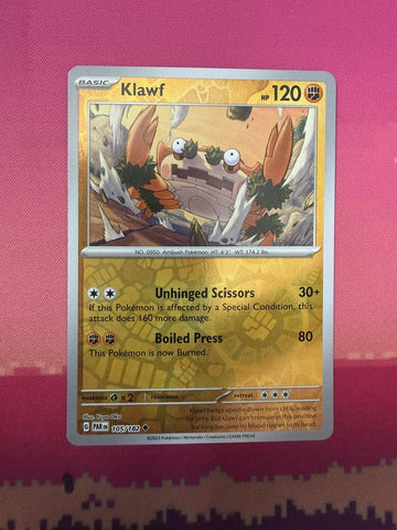 Pokemon Card Klawf Reverse Holo Paradox Rift 105/182 Near Mint