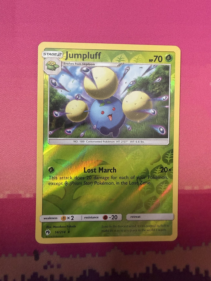 Pokemon Card Jumpluff Reverse Holo Lost Thunder 14/214 Near Mint