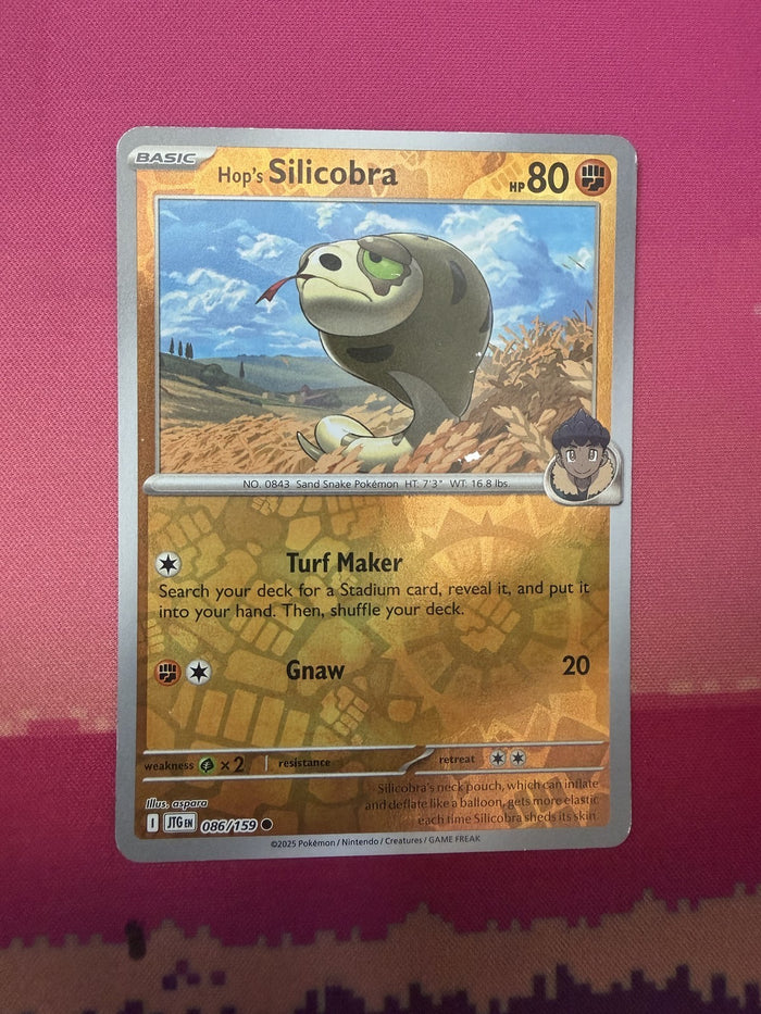 Pokemon Card Hop's Silicobra Reverse Holo Journey Together 086/159 Near Mint