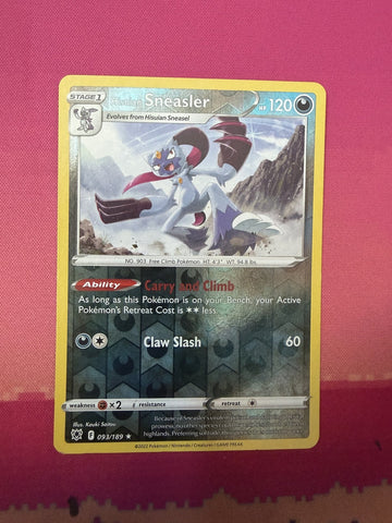 Pokemon Card Hisuian Sneasler Reverse Holo Astral Radiance 093/189 Near Mint