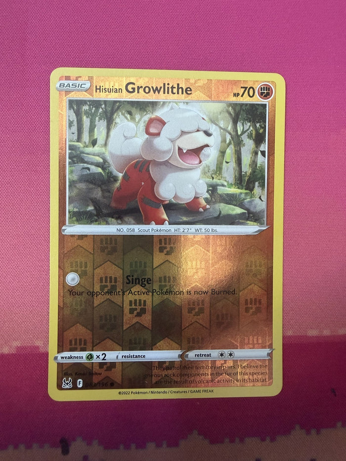 Pokemon Card Hisuian Growlithe Reverse Holo Astral Radiance 083/196 Near Mint