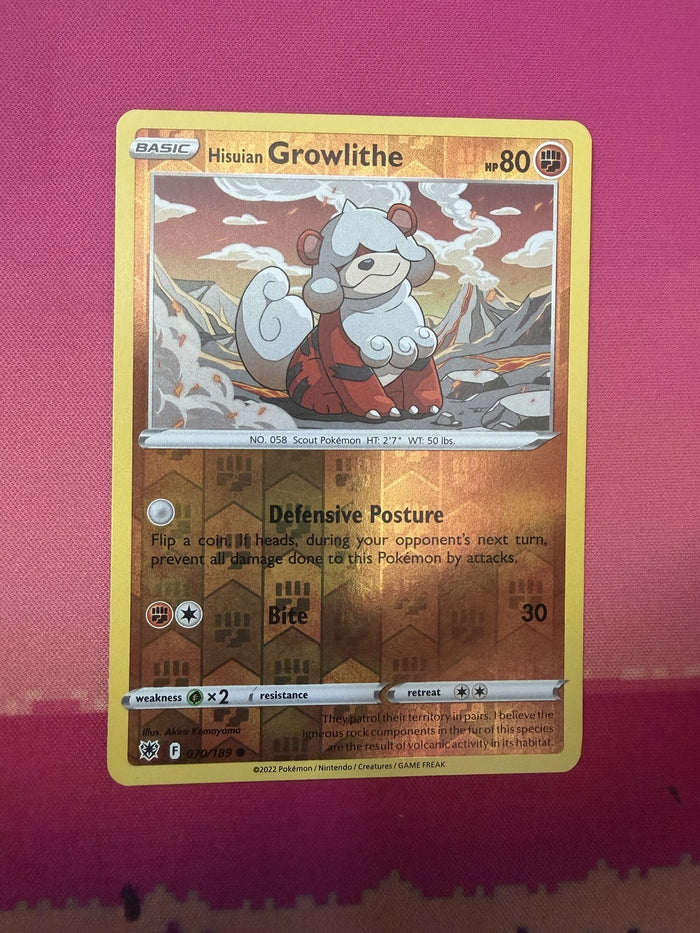 Pokemon Card Hisuian Growlithe Reverse Holo Astral Radiance 070/189 Near Mint