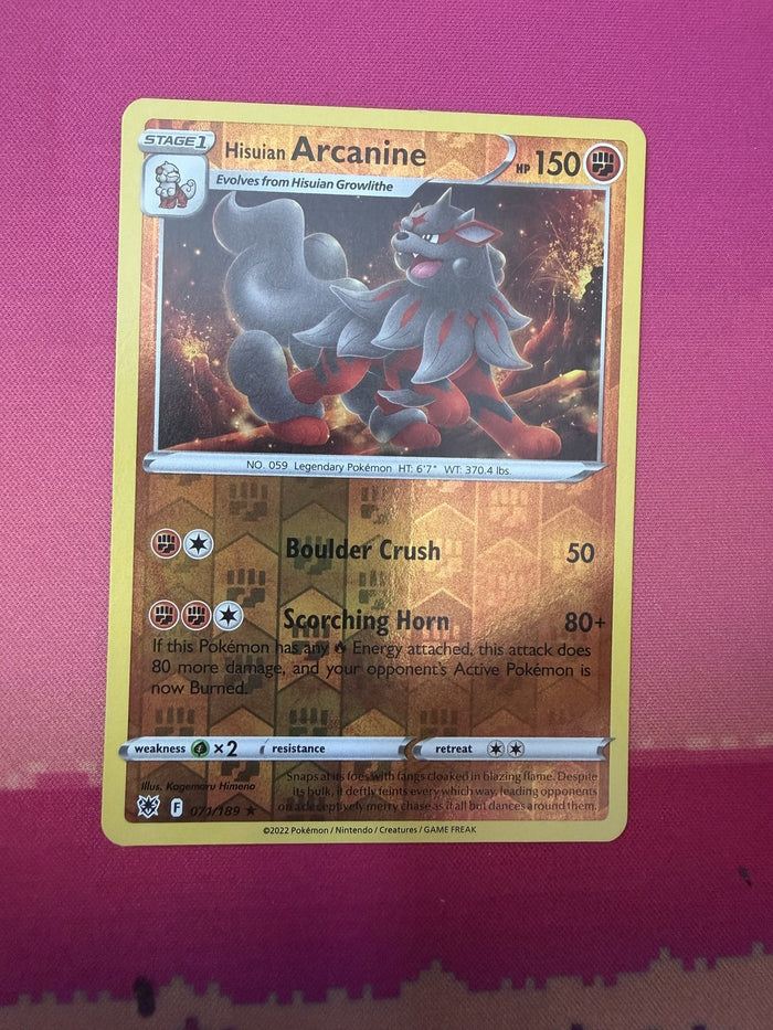 Pokemon Card Hisuian Arcanine Reverse Holo Astral Radiance 071/189 Near Mint