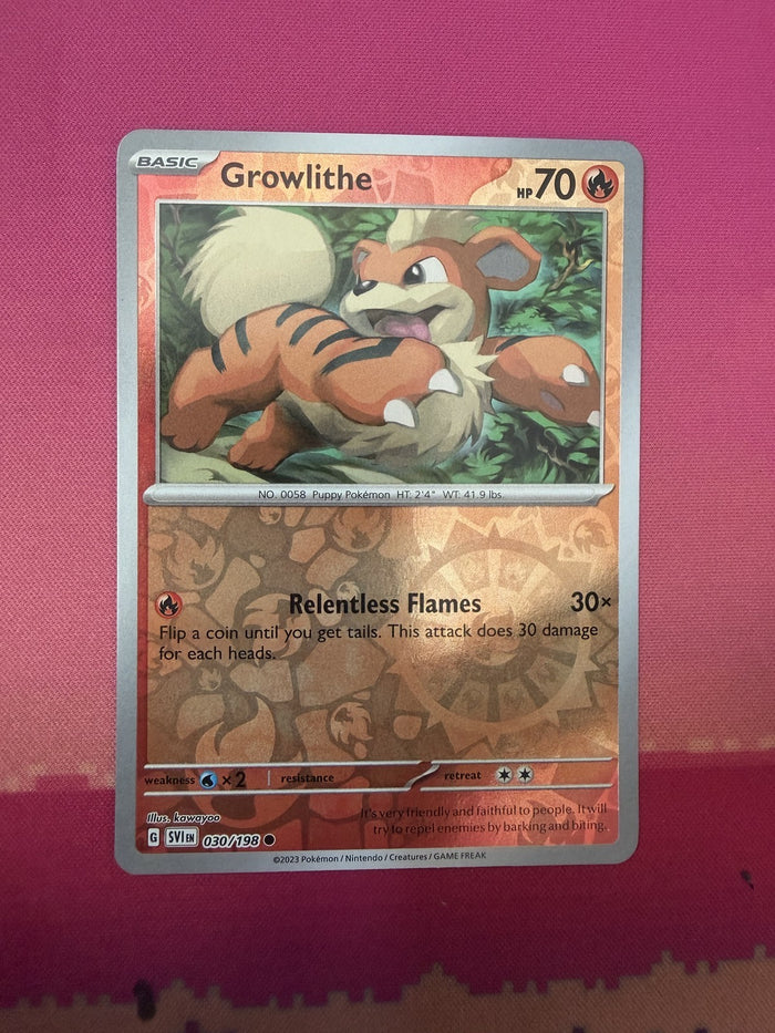 Pokemon Card Growlithe Reverse Holo Scarlet & Violet Base 030/198 Near Mint