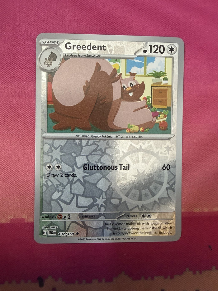 Pokemon Card Greedent Reverse Holo Journey Together 132/159 Near Mint
