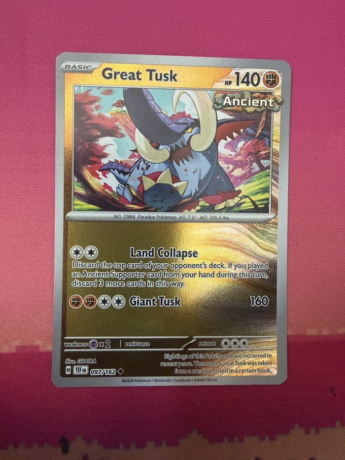 Pokemon Card Great Tusk Reverse Holo Temporal Forces 097/162 Near Mint