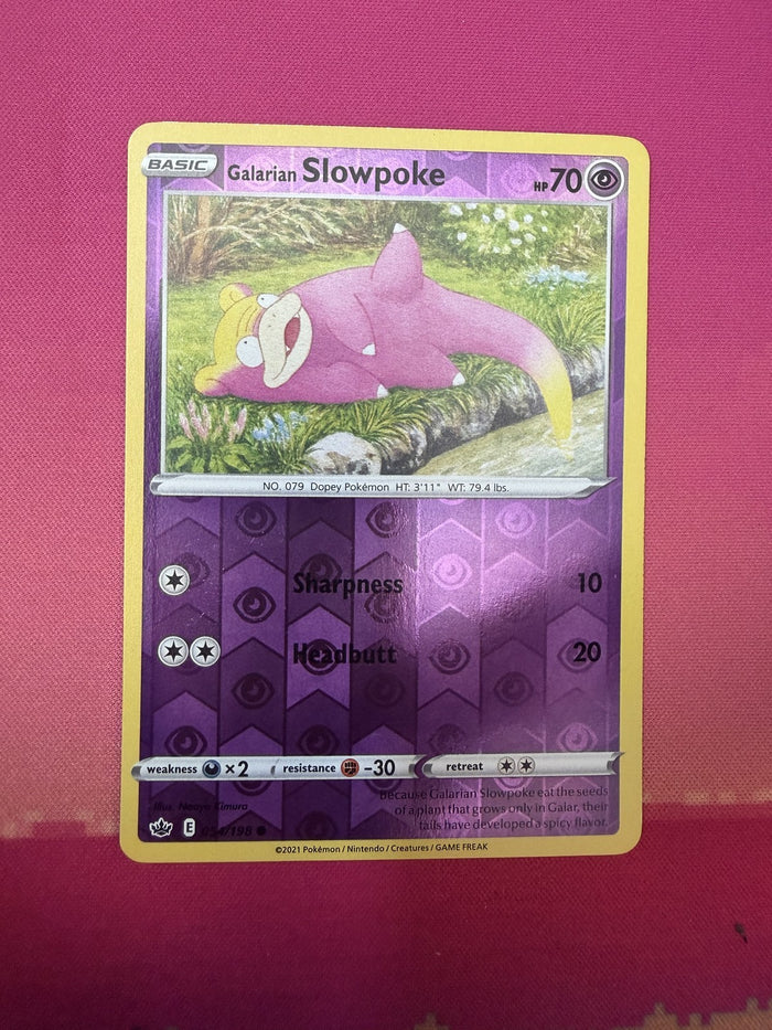Pokemon Card Galarian Slowpoke Reverse Holo Chilling Reign 054/198 Near Mint