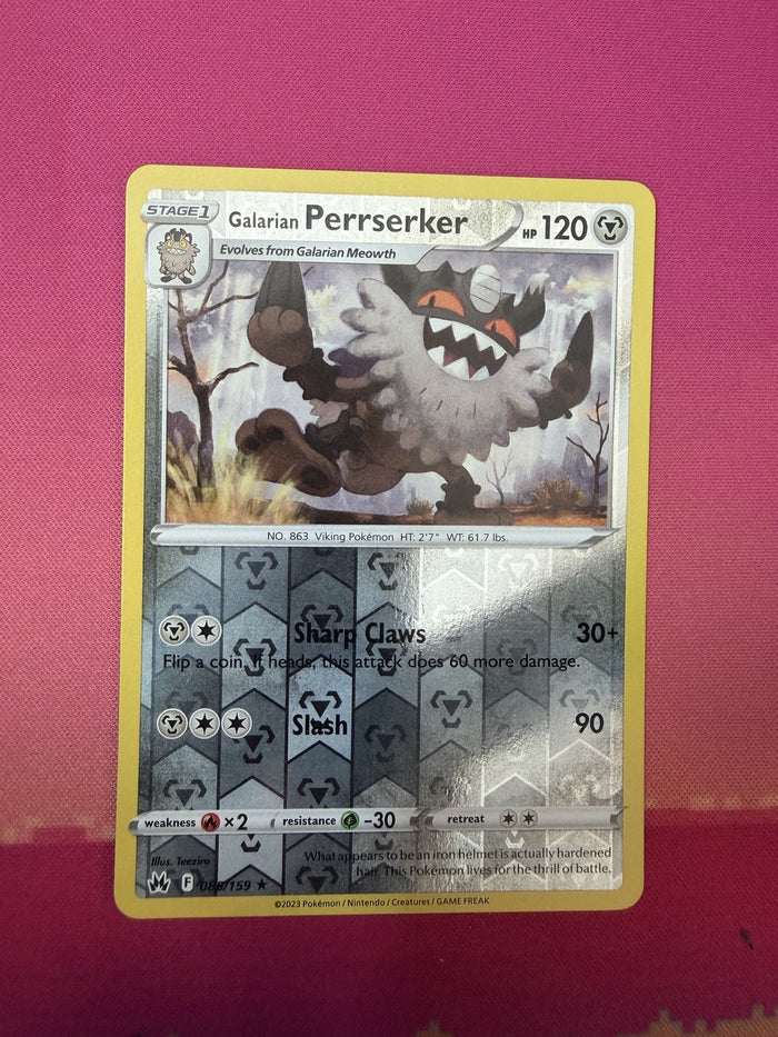 Pokemon Card Galarian Perrserker Reverse Holo Crown Zenith 088/159 Near Mint