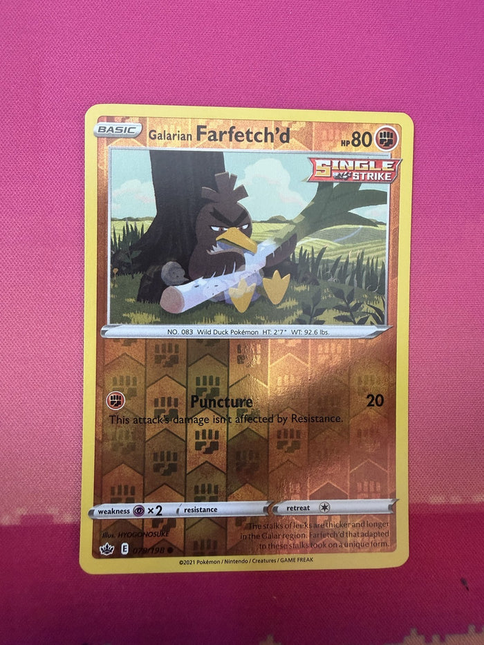 Pokemon Card Galarian Farfetch'd Reverse Holo Chilling Reign 078/198 Near Mint