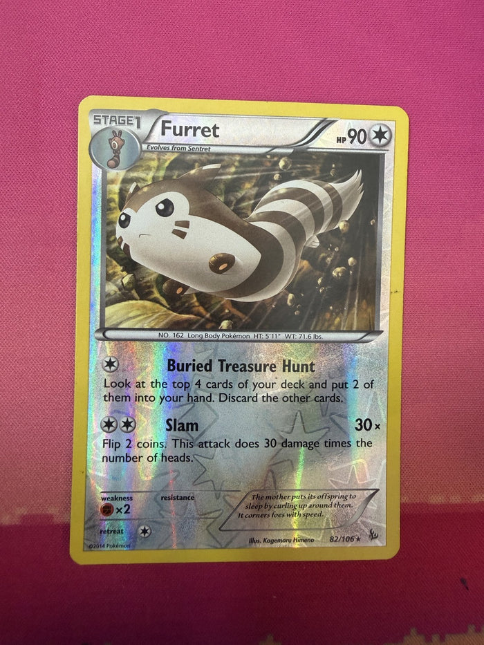 Pokemon Card Furret Reverse Holo XY Furious Fists 082/106 Near Mint
