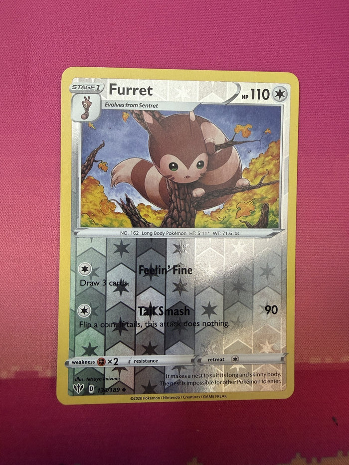 Pokemon Card Furret Reverse Holo Darkness Ablaze 138/189 Near Mint