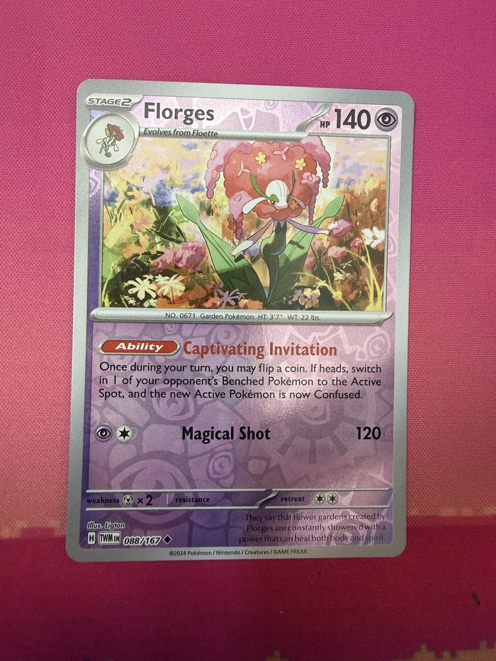 Pokemon Card Florges Reverse Holo Twilight Masquerade 088/167 Near Mint
