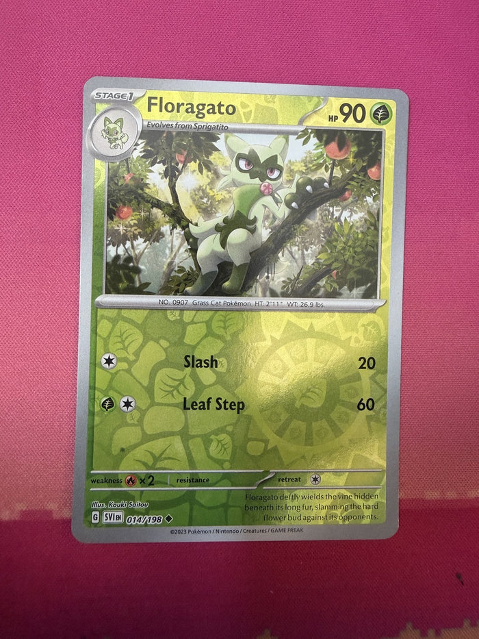 Pokemon Card Floragato Reverse Holo Scarlet & Violet Base 014/198 Near Mint
