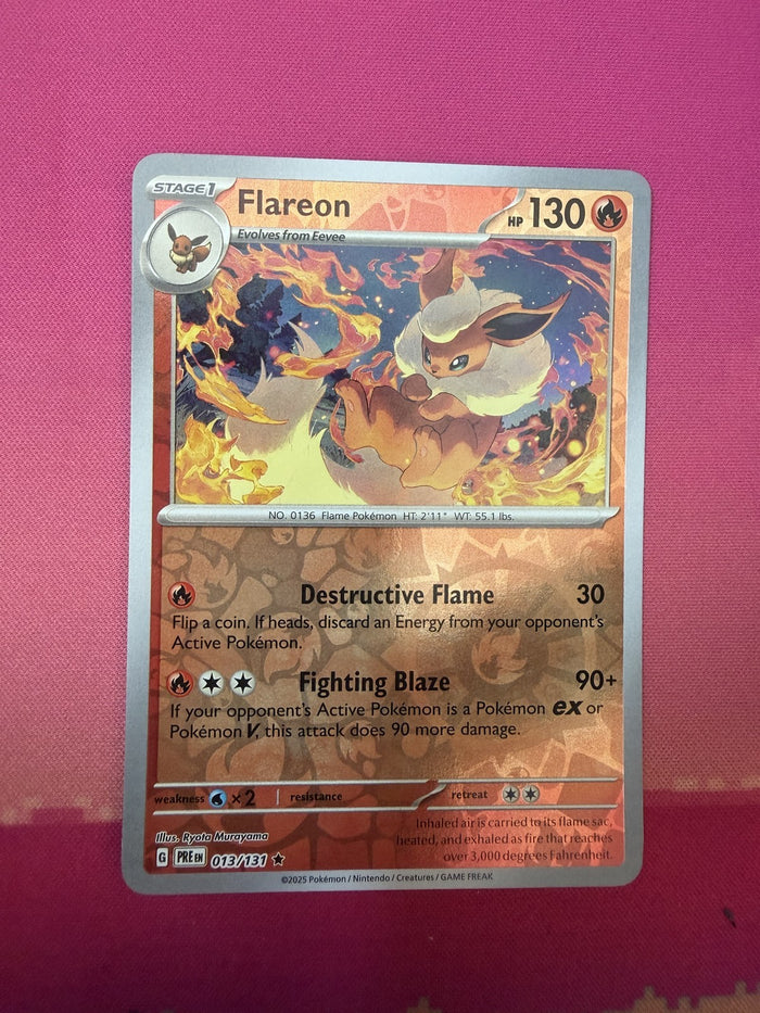 Pokemon Card Flareon Reverse Holo Prismatic Evolutions 013/131 Near Mint