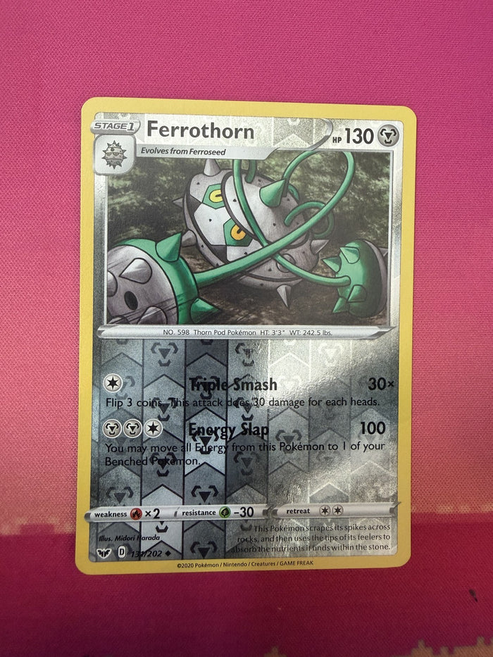 Pokemon Card Ferrothorn Reverse Holo Sword & Shield Base 131/202 Near Mint