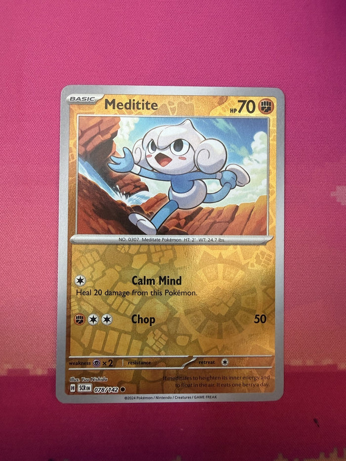 Pokemon Card Meditite Reverse Holo Stellar Crown 078/142 Near Mint