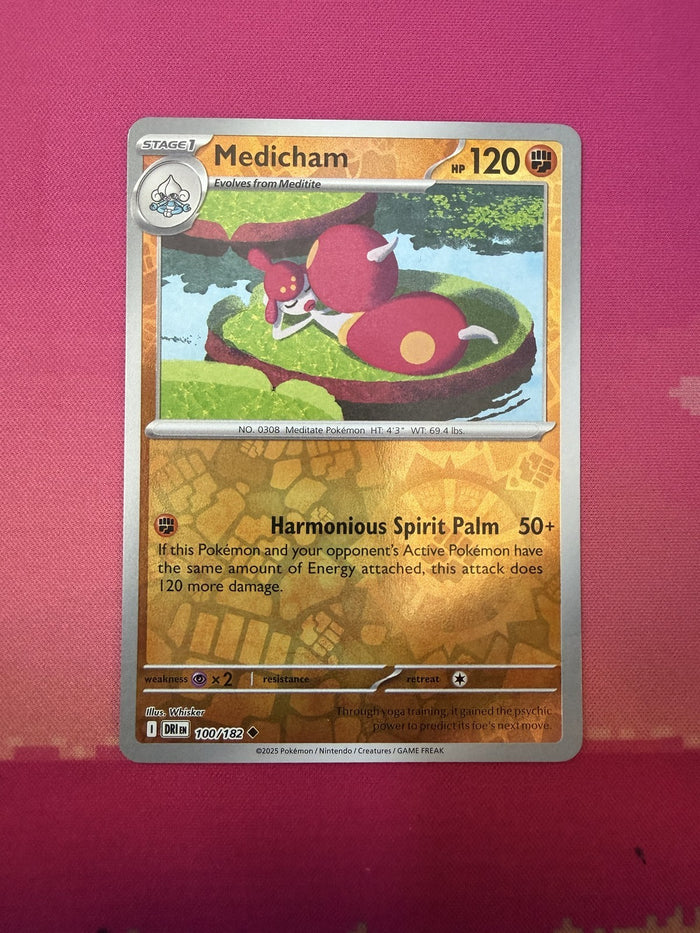 Pokemon Card Medicham Reverse Holo Destined Rivals 100/182 Near Mint