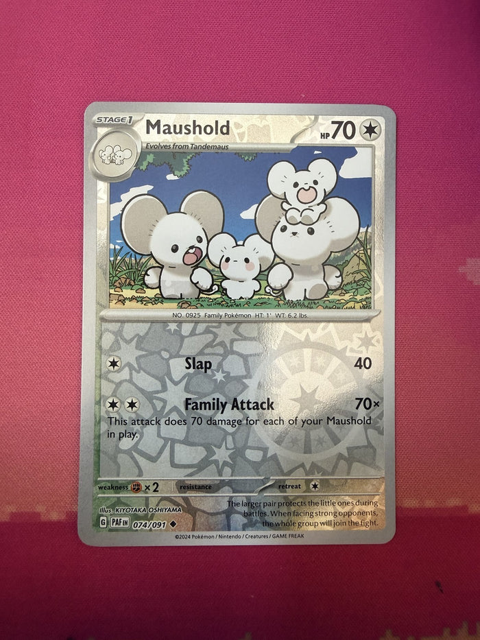 Pokemon Card Maushold Reverse Holo Paldean Fates 074/091 Near Mint