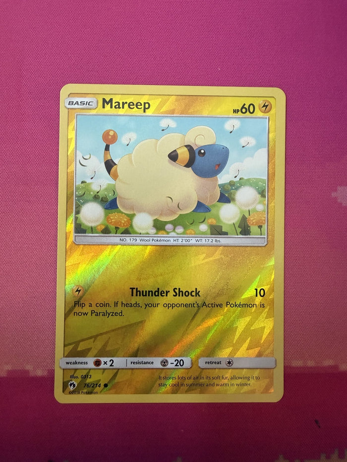 Pokemon Card Mareep Reverse Holo Lost Thunder 76/214 Near Mint
