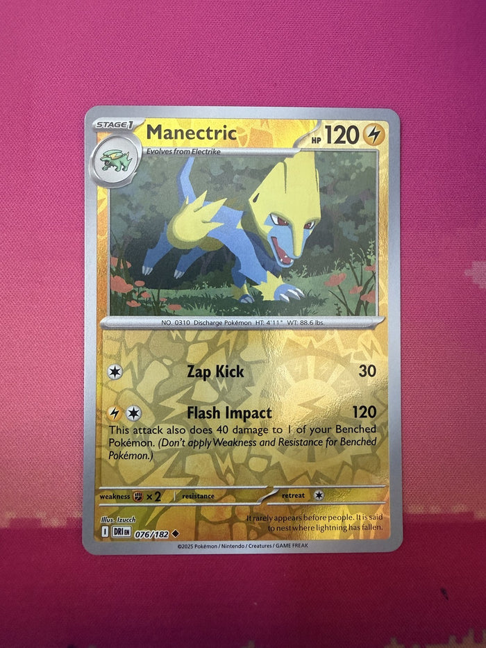Pokemon Card Manectric Destined Rivals Reverse Holo 076/182 Near Mint