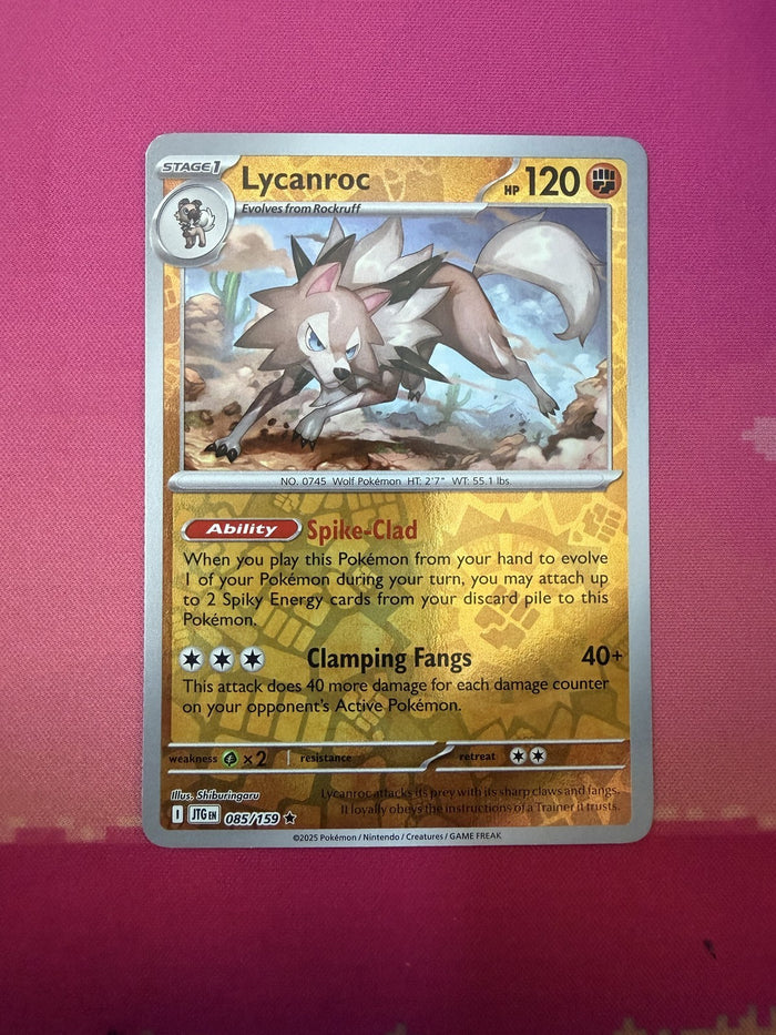 Pokemon Card Lycanroc Reverse Holo Journey Together 085/159 Near Mint