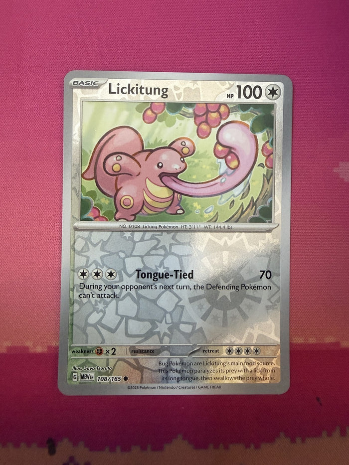 Pokemon Card Lickitung Reverse Holo Pokemon 151 108/165 Near Mint