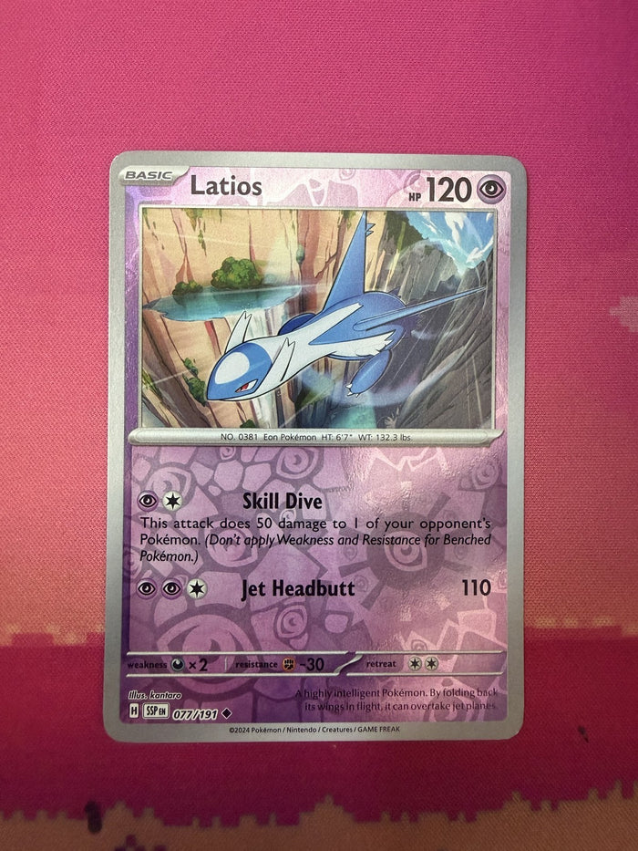Pokemon Card Latios Reverse Holo Surging Sparks 077/191 Near Mint
