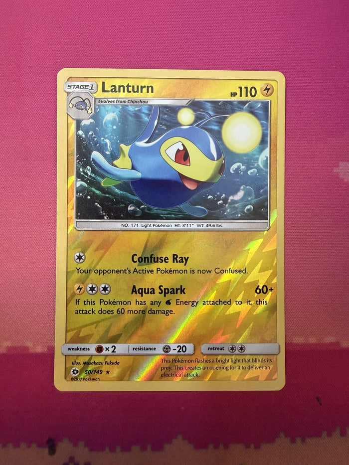 Pokemon Card Lanturn Reverse Holo Sun & Moon 50/149 Near Mint