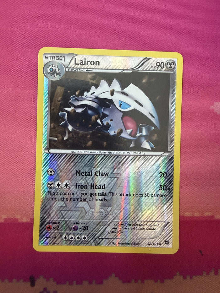 Pokemon Card Lairon Reverse Holo Plasma Blast 58/101 Near Mint