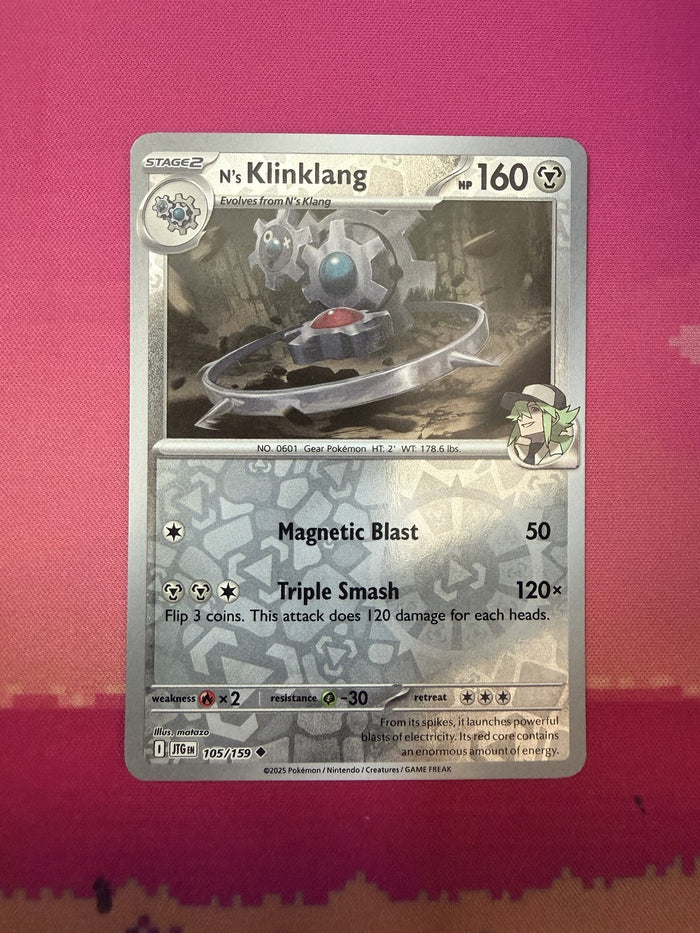 Pokemon Card N's Klinklang Reverse Holo Journey Together 105/159 Near Mint