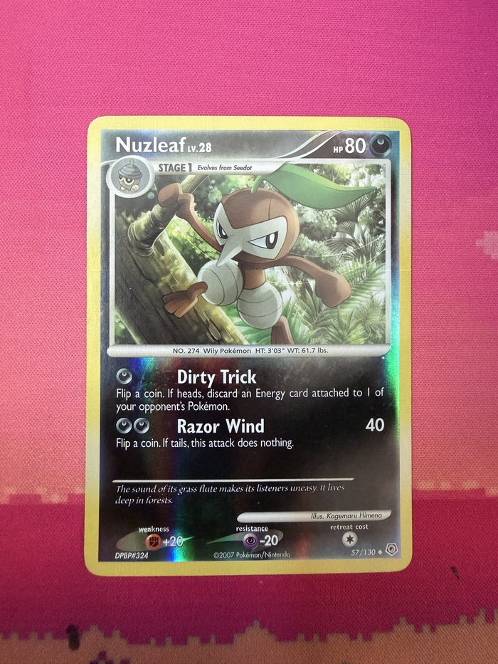 Pokemon Card Nuzleaf Reverse Holo Diamond & Pearl Rare 57/130 Near Mint