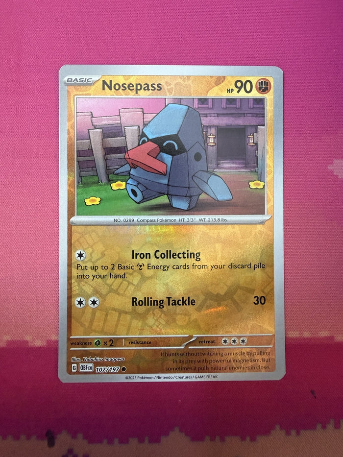 Pokemon Card Nosepass Reverse Holo Obsidian Flames 107/197 Near Mint