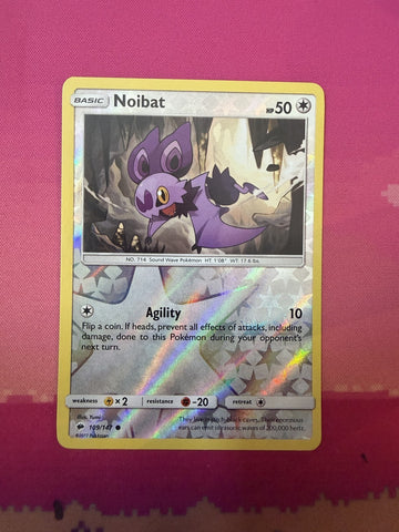 Pokemon Card Noibat Reverse Holo Burning Shadows 109/147 Near Mint