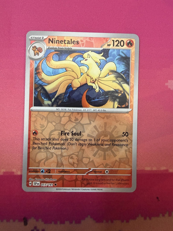 Pokemon Card Ninetales Reverse Holo Surging Sparks 017/191 Near Mint