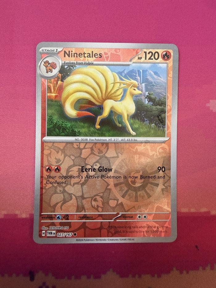 Pokemon Card Ninetales Reverse Holo Twilight Masquerade 027/167 Near Mint