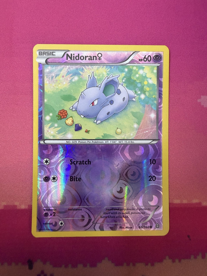 Pokemon Card Nidoran F Reverse Holo XY Primal Clash 66/160 Near Mint